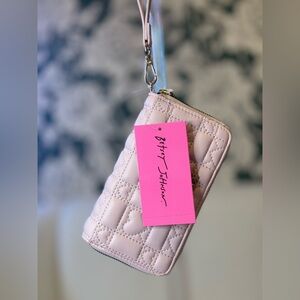 Betsey Johnson Light Pink Quilted Wristlet NWT